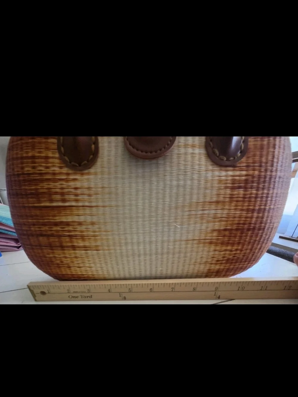 Le Sac Style Woven Straw Ombre Handbag, Terracotta Hardbody Boho Purse